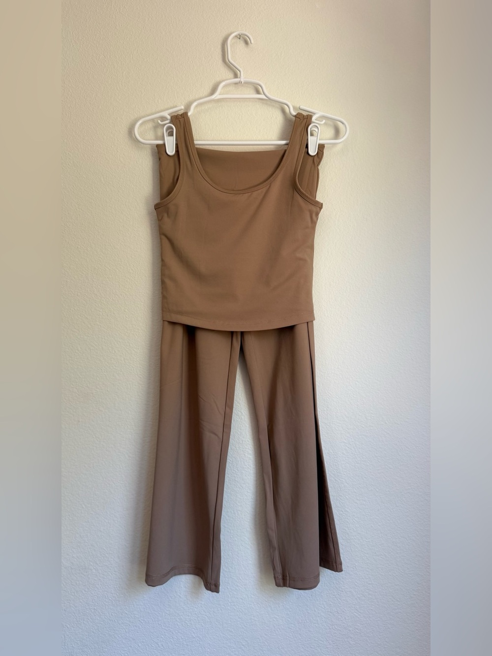 Women's Taupe Wide-Leg Pants & Tank 2 piece workout  set